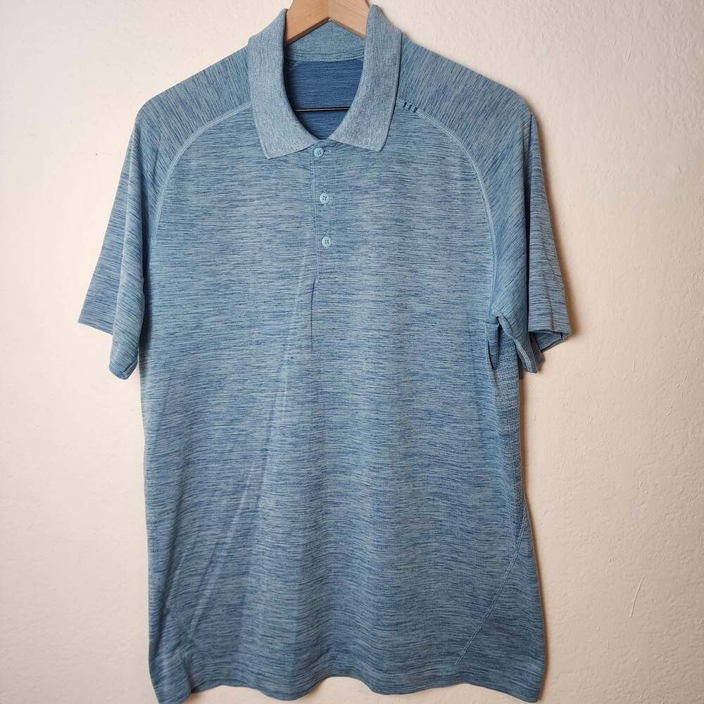 Lululemon Polo Shirt Mens Large Blue Performance Golf Tech Stretch Athletic